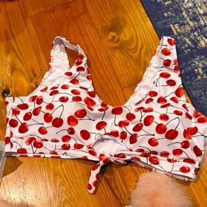Cherry Print Women's Swim Top NEW 1X